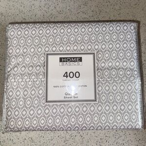 Home Basics 100% Cotton 400 Thread Count Printed Sheet Set - Queen